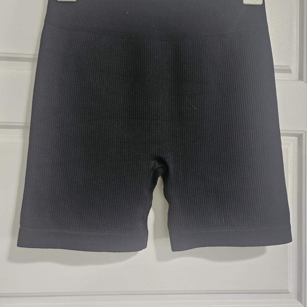 Ribbed High-Rise Black Bike Shorts NWOT